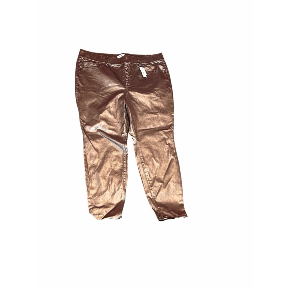 Lane Bryant Metallic Bronze Skinny Jeans Size 22 Plus Coated Stretch Mid Rise